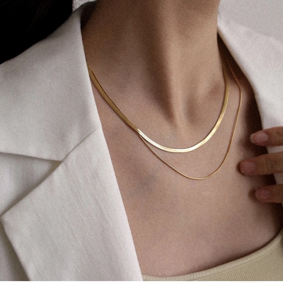 NWOT Shapes Studio Double Herringbone Necklace - Picture 1 of 3